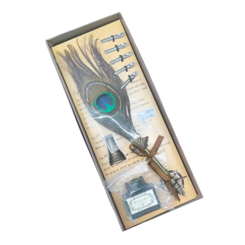Peacock Feather Calligraphy Pen Set